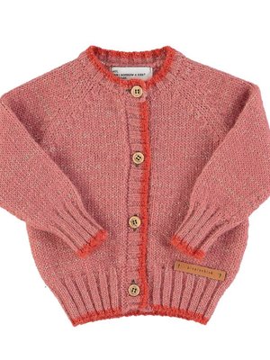 piupiuchick Knitted baby cardigan| pink &  orange w/ lurex