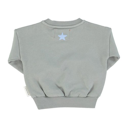 piupiuchick Baby unisex sweatshirt | greenish  grey w/ "hello" print