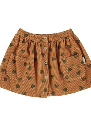 piupiuchick Short skirt w/ pockets | brown w/  green hearts