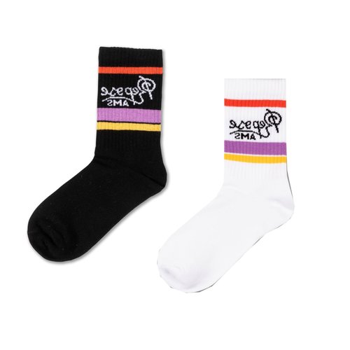 Repose AMS Sporty socks 2 pack logo multi stripe Repose AMS Sporty socks 2 pack logo multi stripe