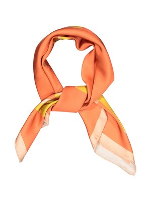 Sisters Department Silky scarf | orange/mustard w/  "bolt" allover print