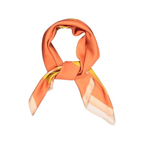 Sisters Department Silky scarf | orange/mustard w/  "bolt" allover print
