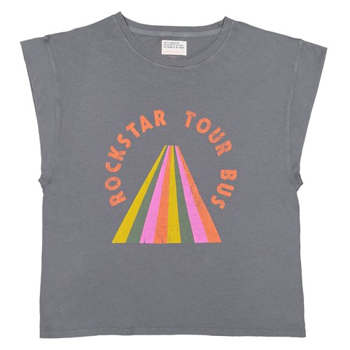 Sisters Department Wide sleeves t-shirt w/ round neck | graphite w/ "rainbow" print |