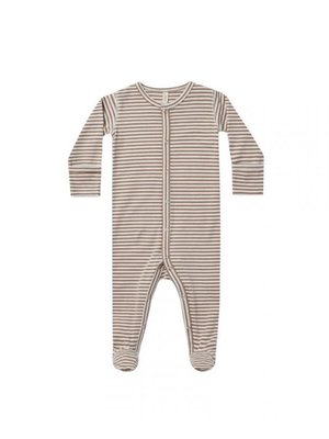 Quincy Mae Full Snap Footie | Cocoa Stripe