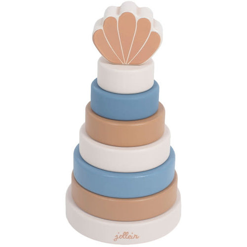 Jollein Houten Stapeltoren Shell Blue Jollein Houten Stapeltoren Shell Blue