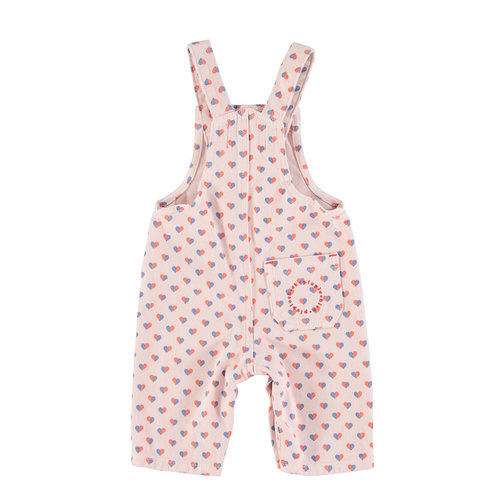 piupiuchick Baby dungarees | light pink w/ hearts allover