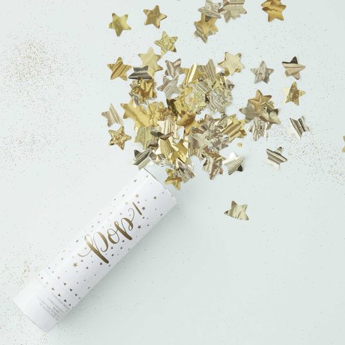 Ginger Ray Gold Compressed Air Confetti Cannon Shooter - Metallic Star