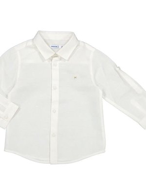 Mayoral Basic linen long sleeve shirt - White
