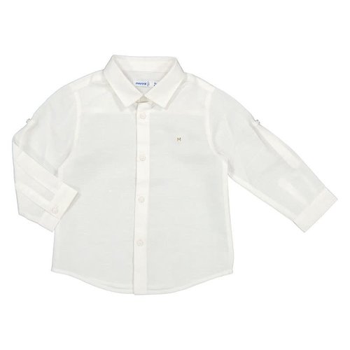 Mayoral Basic linen long sleeve shirt - White