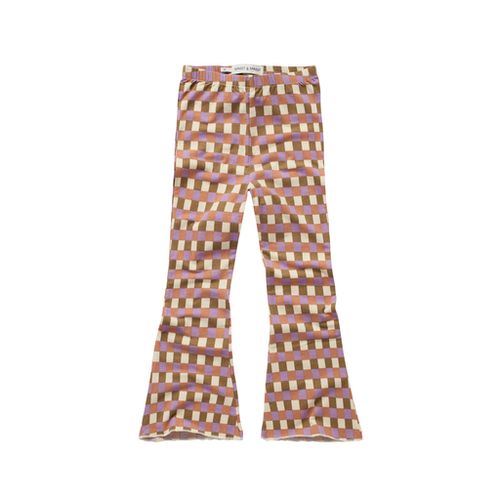 Sproet&Sprout Flare pants block check print - Lilac breeze