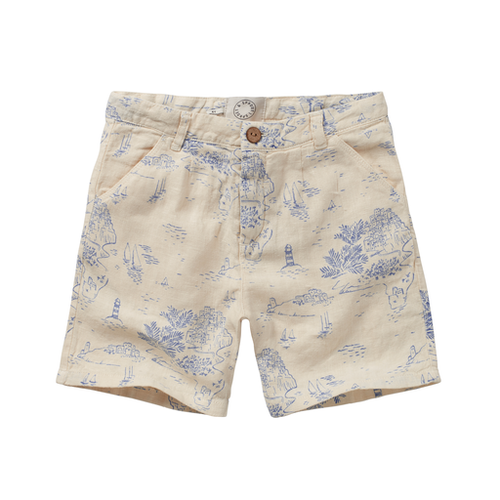Sproet&Sprout Linen chino short cinque terre print - Off white Sproet&Sprout Linen chino short cinque terre print - Off white