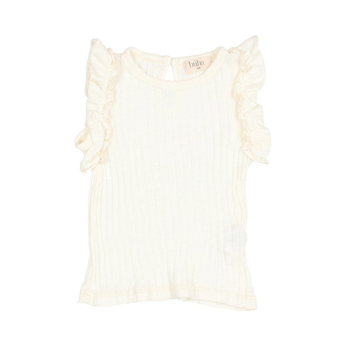 Buho Rib ruffle t-shirt - Ecru Buho Rib ruffle t-shirt - Ecru