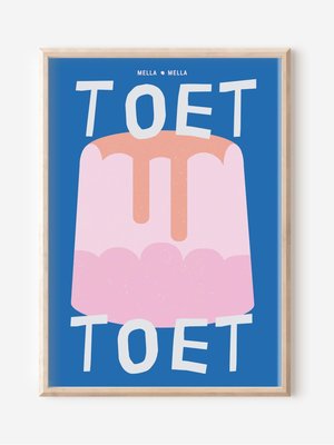 Mella Mella Poster 'Toet' blauw - A4