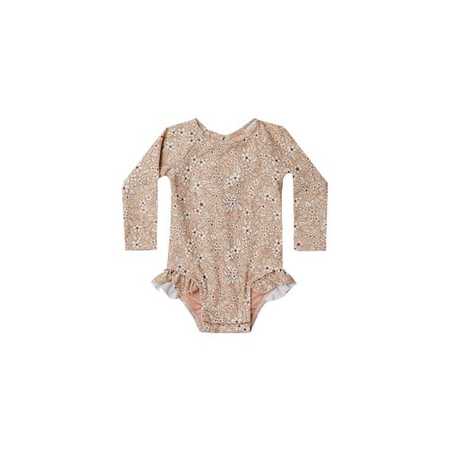 Quincy Mae One piece girls rashguard | Apricot floral Quincy Mae One piece girls rashguard | Apricot floral