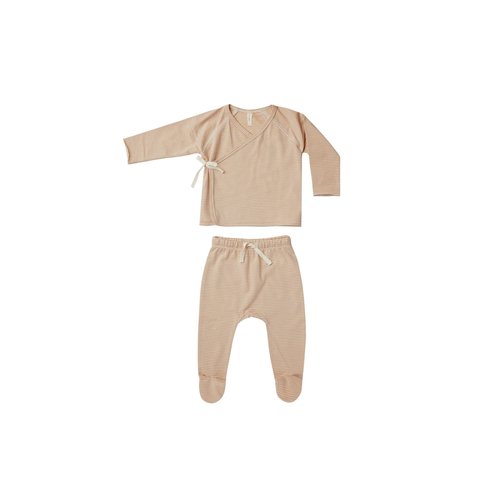 Quincy Mae Wrap top + pant set | Apricot stripe Quincy Mae Wrap top + pant set | Apricot stripe