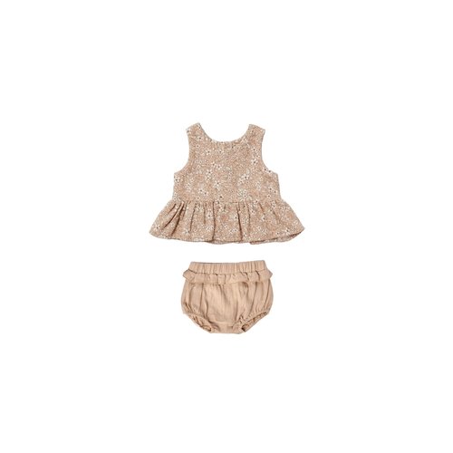 Quincy Mae Sleeveless peplum set | Apricot floral Quincy Mae Sleeveless peplum set | Apricot floral