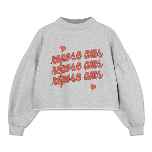 Repose AMS Crop heart sweater - Light mixed grey Repose AMS Crop heart sweater - Light mixed grey