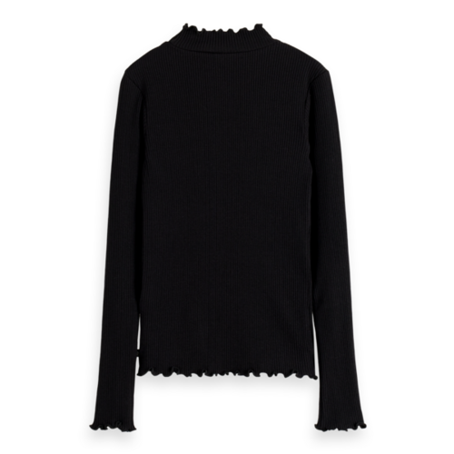 Scotch & Soda High-neck fitted long-sleeved T-shirt - Black - 176240 Scotch & Soda High-neck fitted long-sleeved T-shirt - Black - 176240