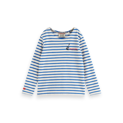 Scotch & Soda Cotton in Conversion Yarn-dyed striped long-sleeved T-shirt -Off white -  173645