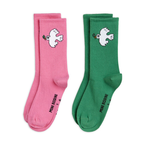 Mini Rodini Peace dove 2-pack socks - Multi