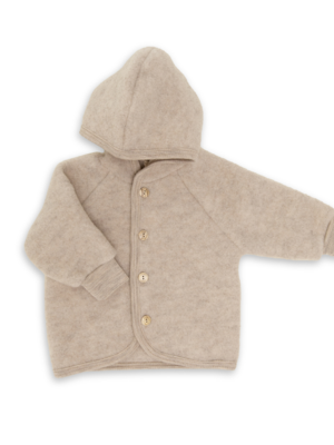 Engel Natur Hooded jacket with wooden buttons sand melange