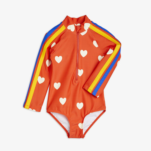Mini Rodini Hearts aop ls uv swimsuit - Red