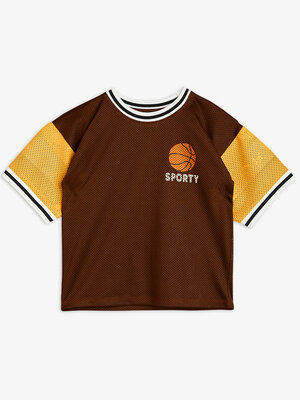 Mini Rodini Basket mesh sp ss tee - Brown