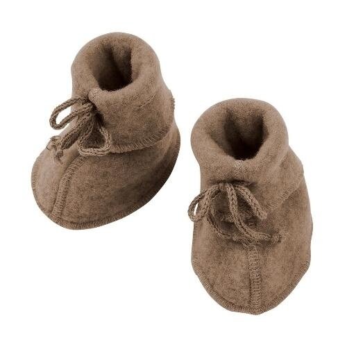 Engel Natur Baby-bootees with ribbon - Walnuss