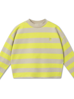 Repose AMS Oversized boxy sweater - Neon lime sand block stripe