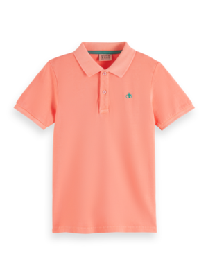 Scotch & Soda Garment-dyed pique polo - Neon Coral - 176052