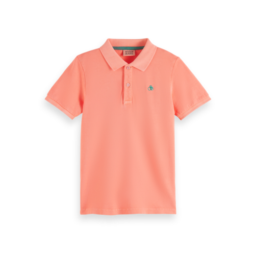 Scotch & Soda Garment-dyed pique polo - Neon Coral - 176052