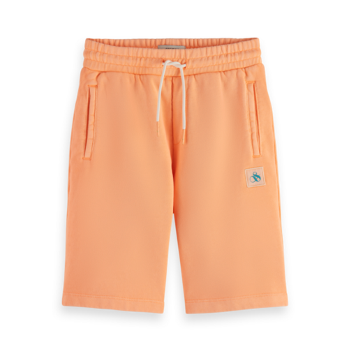 Scotch & Soda Longer length - Garment-dyed sweatshort - Neon Coral - 176162