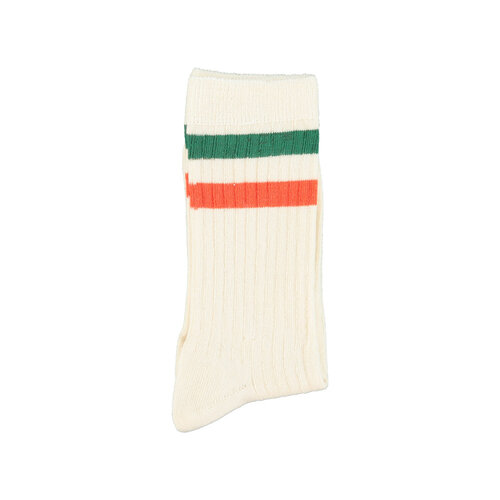 Piupiuchick Socks | ecru w/ orange & green stripes