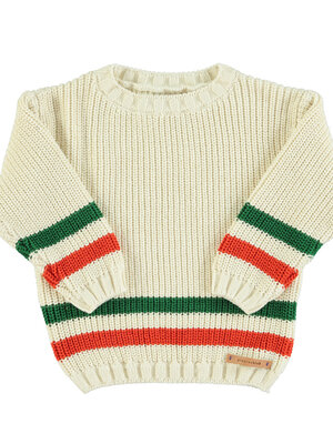 Piupiuchick Knitted sweater | ecru w/ multicolor stripes