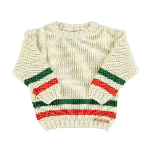 Piupiuchick Knitted sweater | ecru w/ multicolor stripes