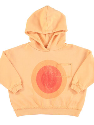 Piupiuchick Hooded sweatshirt | peach w/ multicolor circles  print