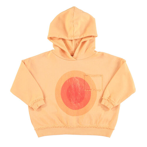 Piupiuchick Hooded sweatshirt | peach w/ multicolor circles  print