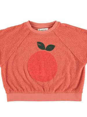 Piupiuchick Sleeveless sweatshirt | terracotta w/ apple print