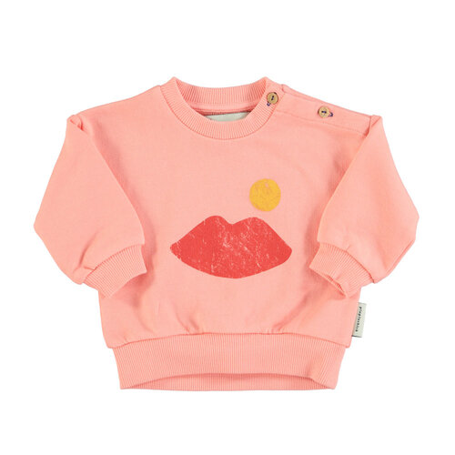 Piupiuchick Sweatshirt | coral w/ lips print