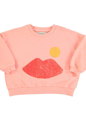 Piupiuchick Sweatshirt | coral w/ lips print