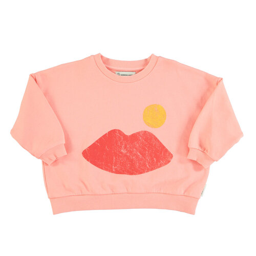 Piupiuchick Sweatshirt | coral w/ lips print