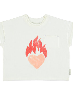 Piupiuchick T'shirt | ecru w/ heart print