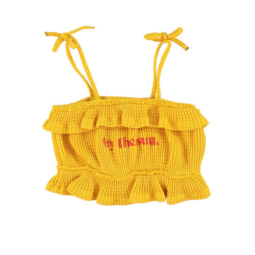 Piupiuchick Top w/straps | yellow w/ ""by the sun"" print