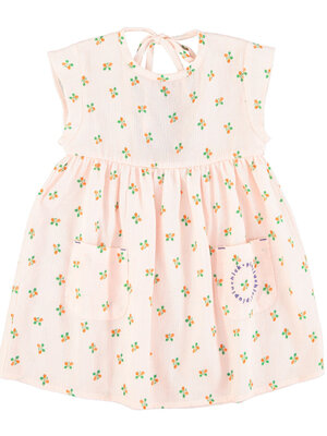 Piupiuchick Short dress | light pink stripes w/ little flowers