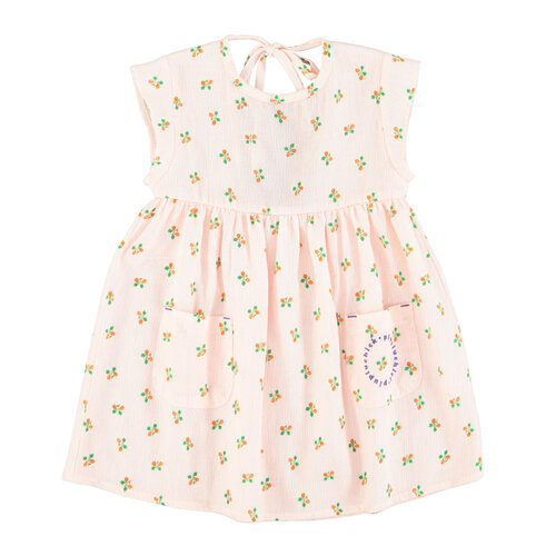 Piupiuchick Short dress | light pink stripes w/ little flowers