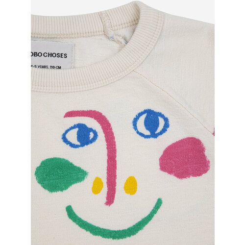 Bobo Choses Smiling Mask all over raglan sleeves cropped sweatshirt