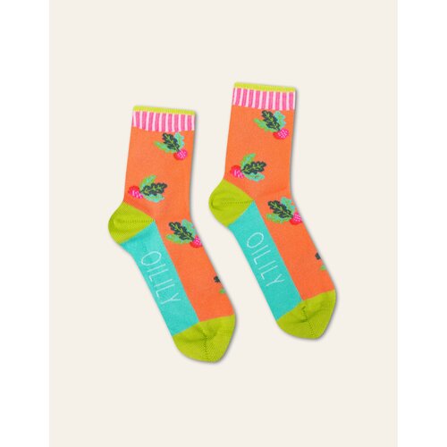 Oilily Mildred calf socks - Pink with Radishes