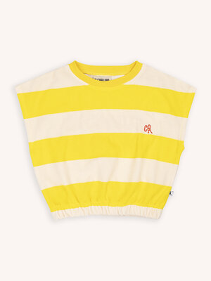 CarlijnQ Stripes Yellow Balloon Top With Embroidery