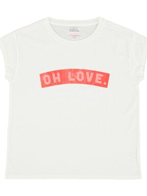 Sisters Department Short sleeve t-shirt | white w/ "oh love" print