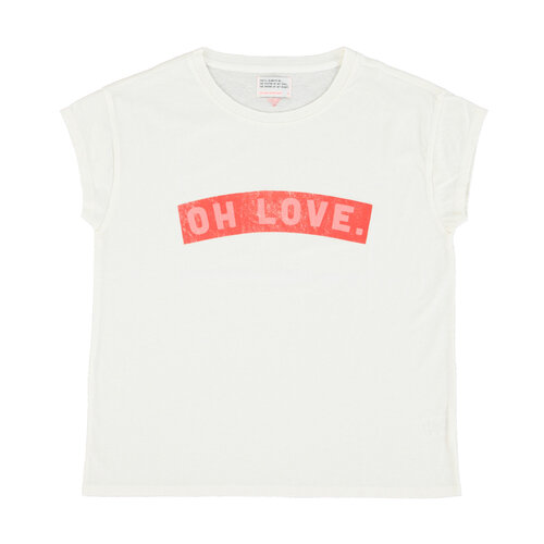 Sisters Department Short sleeve t-shirt | white w/ "oh love" print